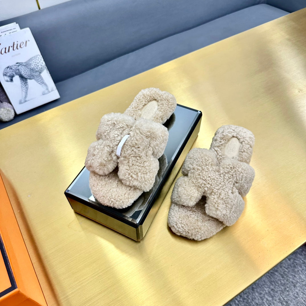 0RAN SHEARLING SANDALS ECRU TAN、mysite、Cacoeks