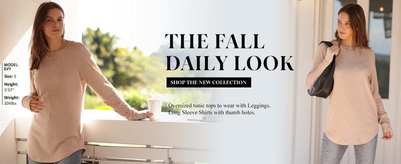 Womens Tunic Tops to Wear with Leggings Long Sleeve Thumb Hole Shirts Crew Neck Curved Hem