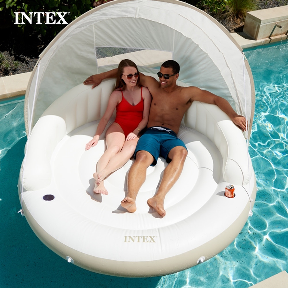 zoom 1 of null, Intex Inflatable Canopy Island Float Lounge, 78.5" x 59" - 21.85