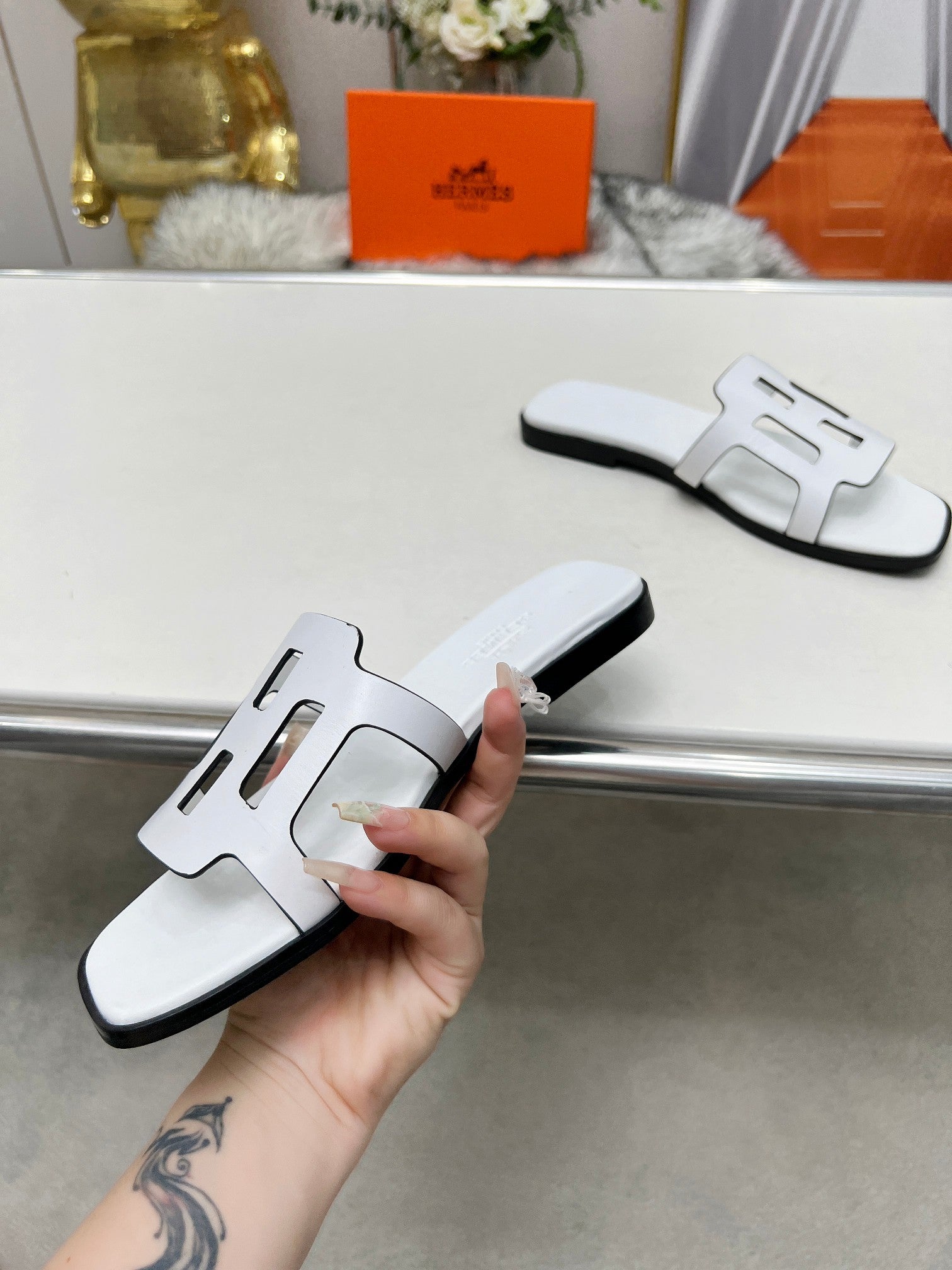 FLATFORM SANDAL WHITE CALFSKIN、mysite、Cacoeks