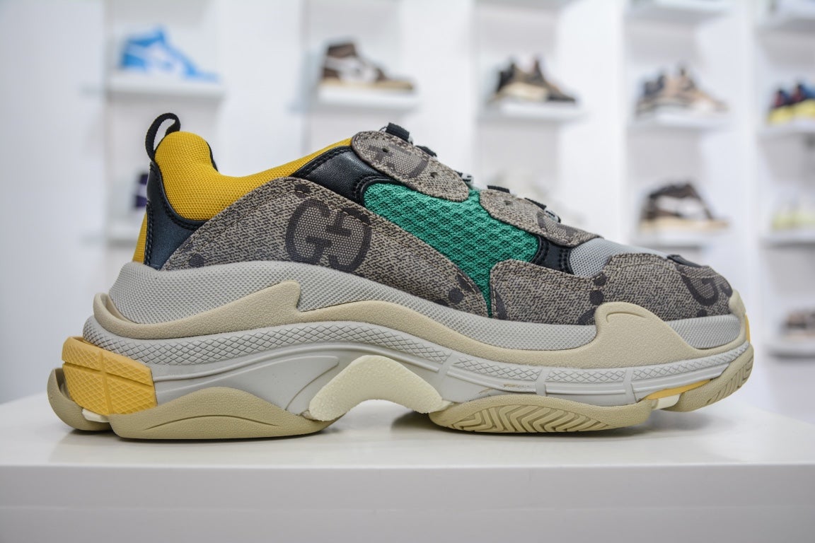 Balenciaga Triple S Sneaker x Gucci in Beige Yellow、mysite、Cacoeks