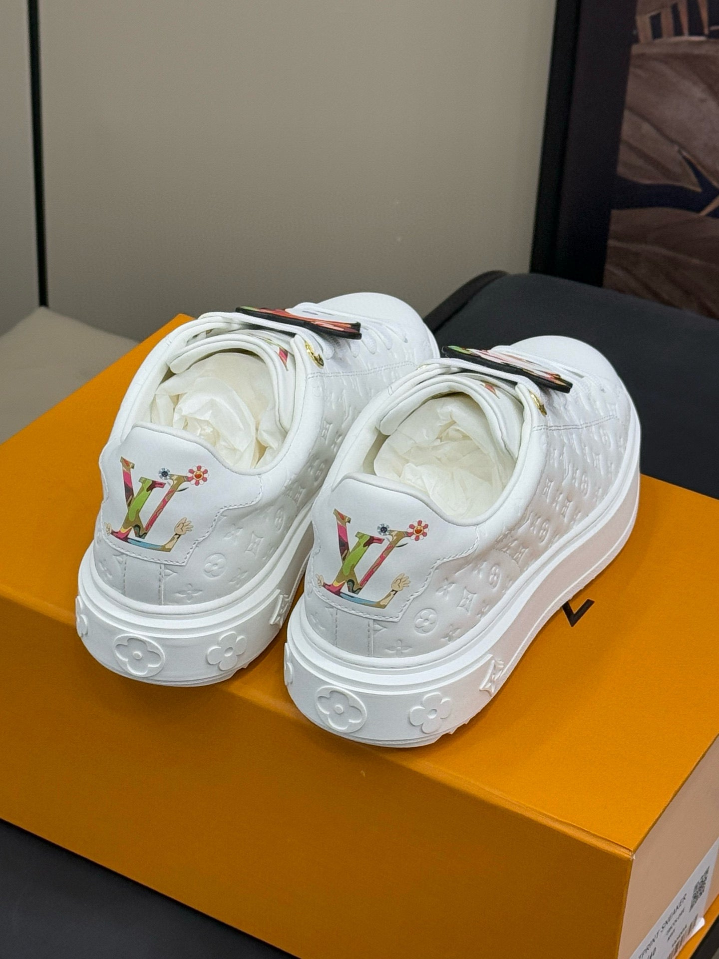 TIME OUT SNEAKER IN WHITE EMBOSSED MONOGRAM CALFSKIN、mysite、Cacoeks