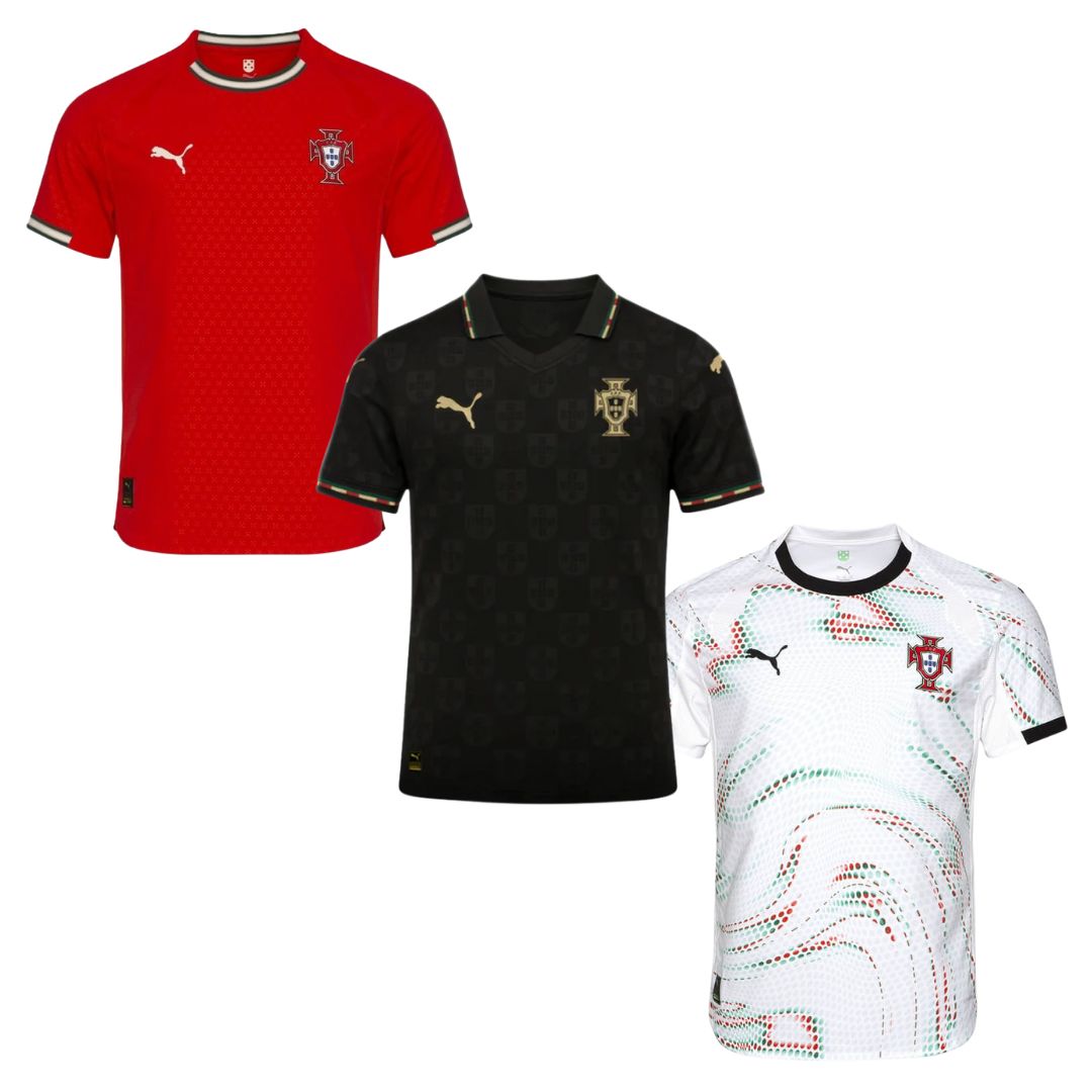 Portugal Fan Jersey Home, Away e Black Panther 2025/26 - Kit 3 Fan Jersey-mysite Custom Football Kit- Nextkits