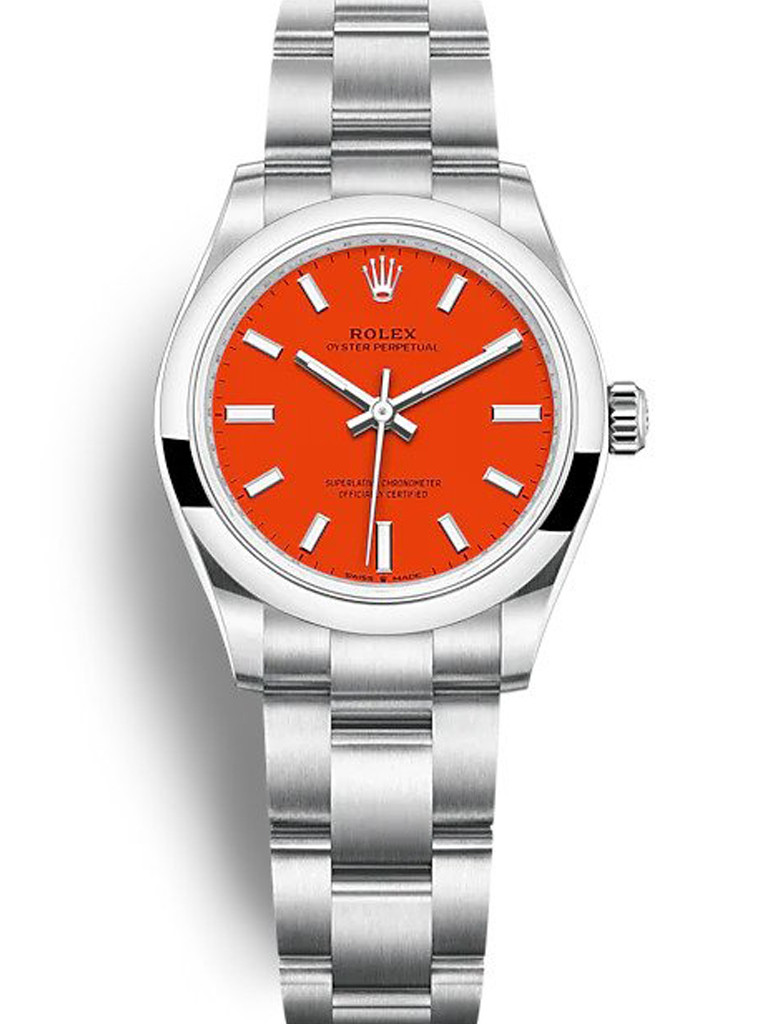 Replica Rolex Oyster Perpetual Lady 31mm Coral Red Dial 277200-fasswatch