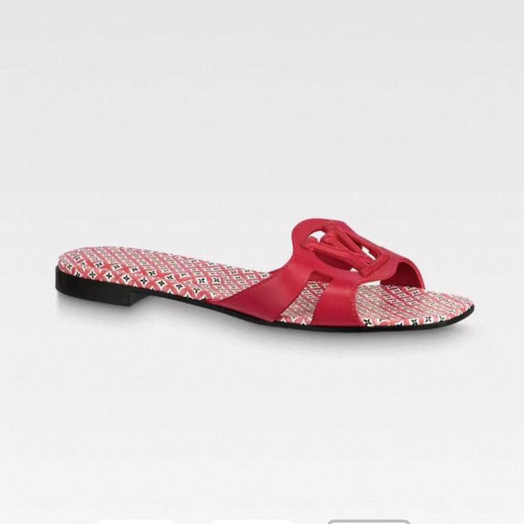 LV WOMEN ISOLA FLAT MULE IN CHERRY RED SHEEPSKIN、mysite、Cacoeks