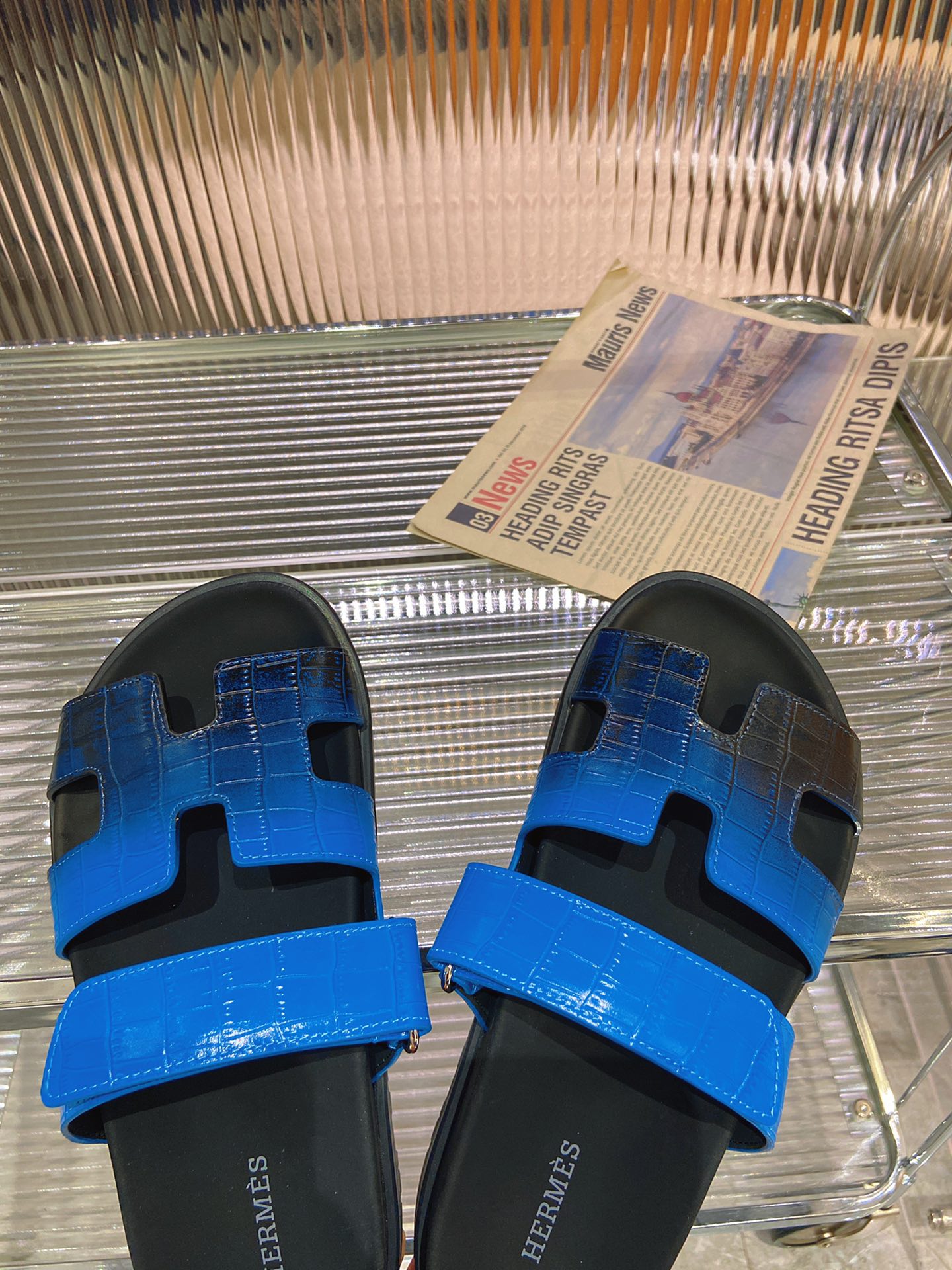 CHYPRE SANDAL OMBRE BLACK COBALT CALFSKIN、mysite、Cacoeks