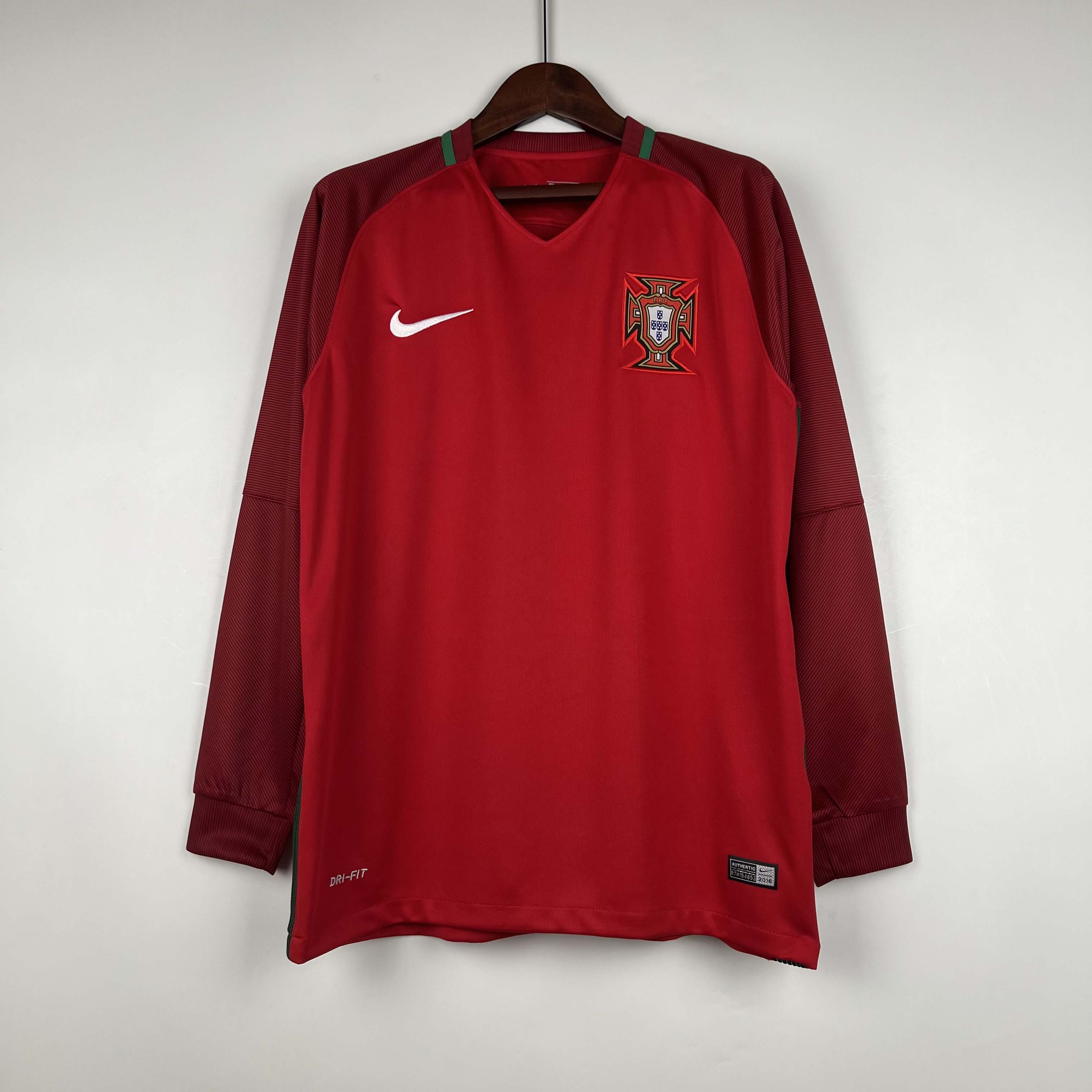 2016 Retro Long Sleeve Portugal Home Football Shirt-mysite Custom Football Kit- Nextkits