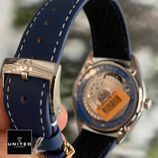 Omega Seamaster Master Co Axial Blue Rubber Bracelet Steel Clasp Replica upside view