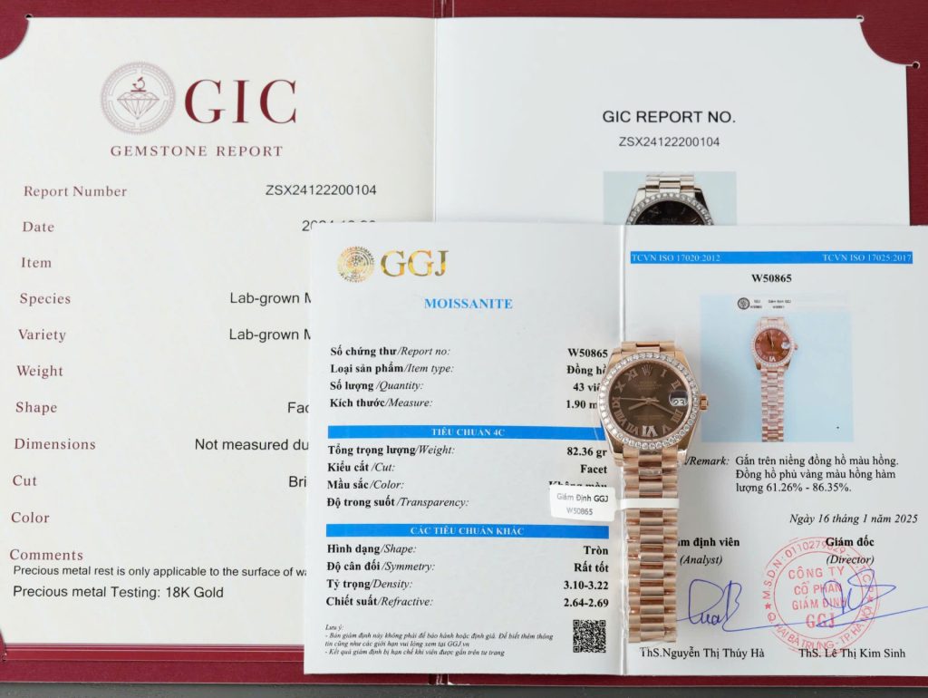 Đồng Hồ Nữ Rolex DateJust Chế Tác Đính Moissanite + Bọc Vàng Thật 18K 31mm (2)