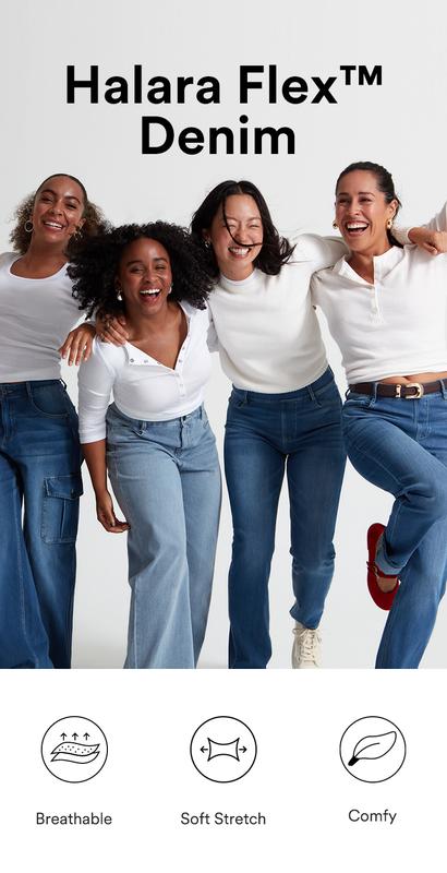 Halara Flex High Waisted Multiple Pockets Baggy Wide Leg Washed Stretchy Knit Casual Jeans#TikTokShopBacktoSchool