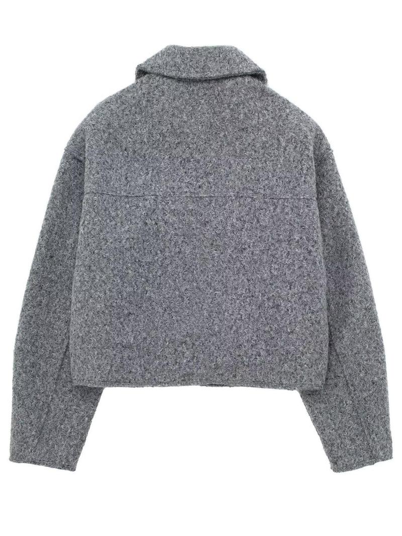 Women's Straight Shoulder Zipper Jacket, Fashion Casual Long Sleeve Outerwear, Daily Outdoor Wear, Fall & Winter Women's Clothing