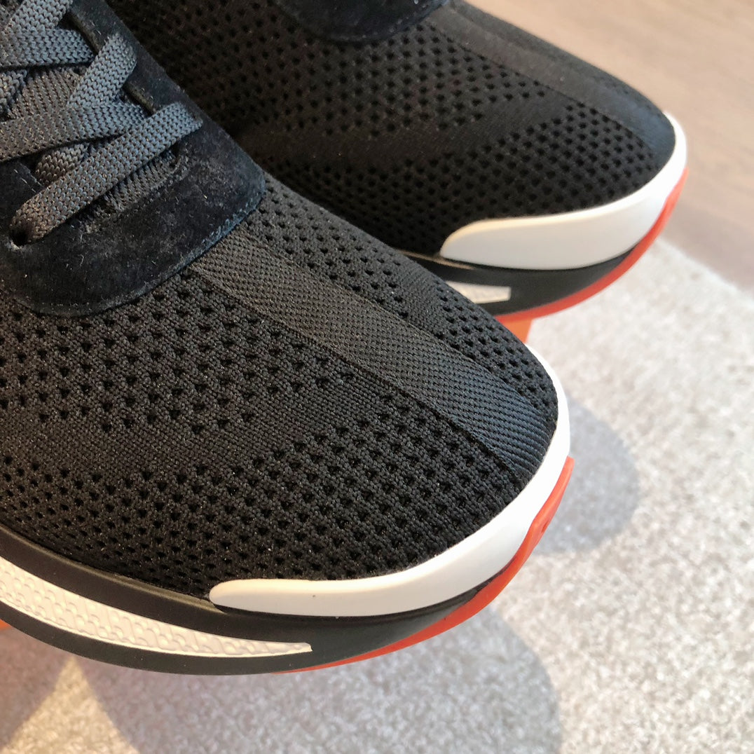 HEROS SNEAKER IN BLACK BREATHABLE MESH FABRIC AND BRONZE BROWN CALFSKIN、mysite、Cacoeks