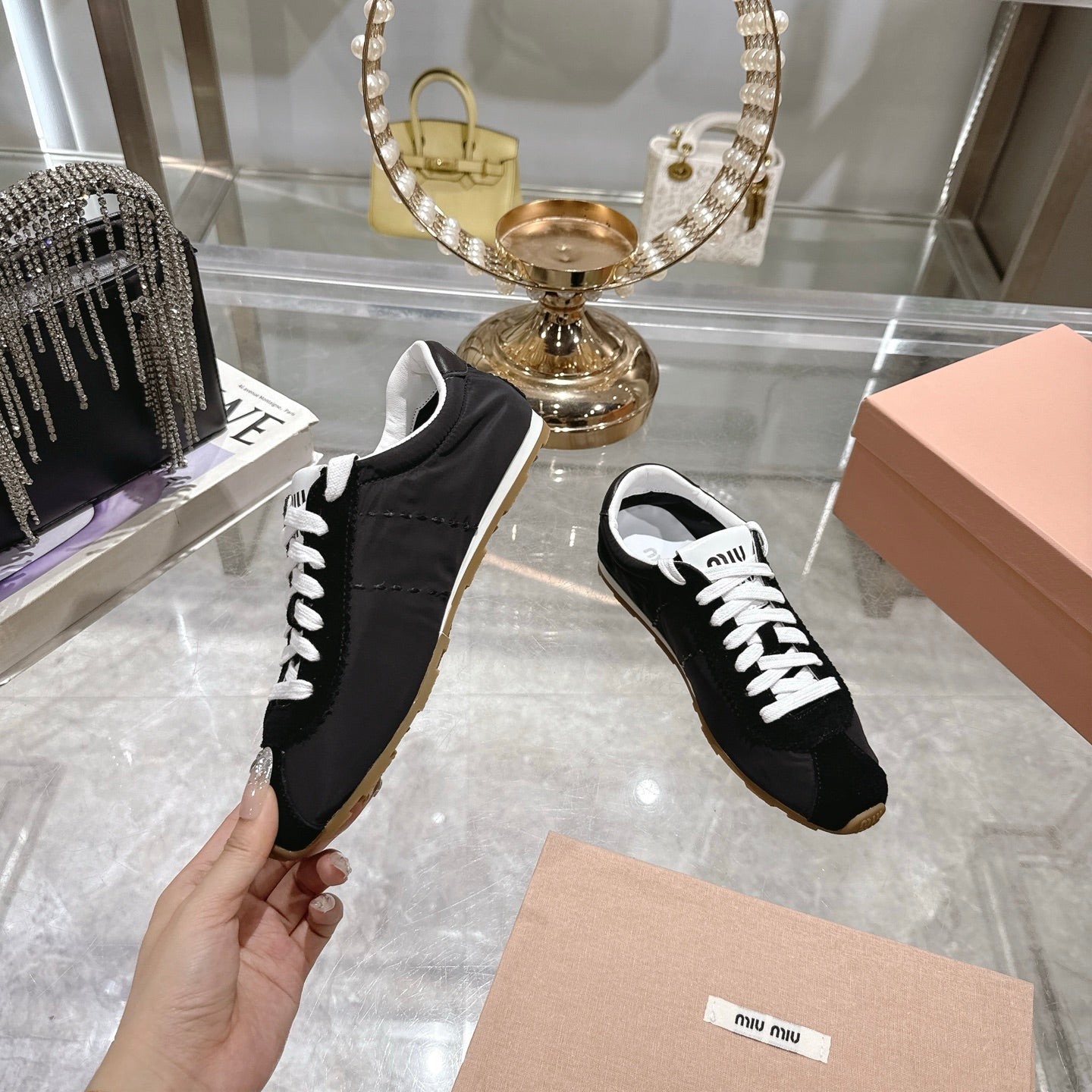 PLUME NAPPA SNEAKERS IN BLACK SUEDE AND CANVAS、mysite、Cacoeks