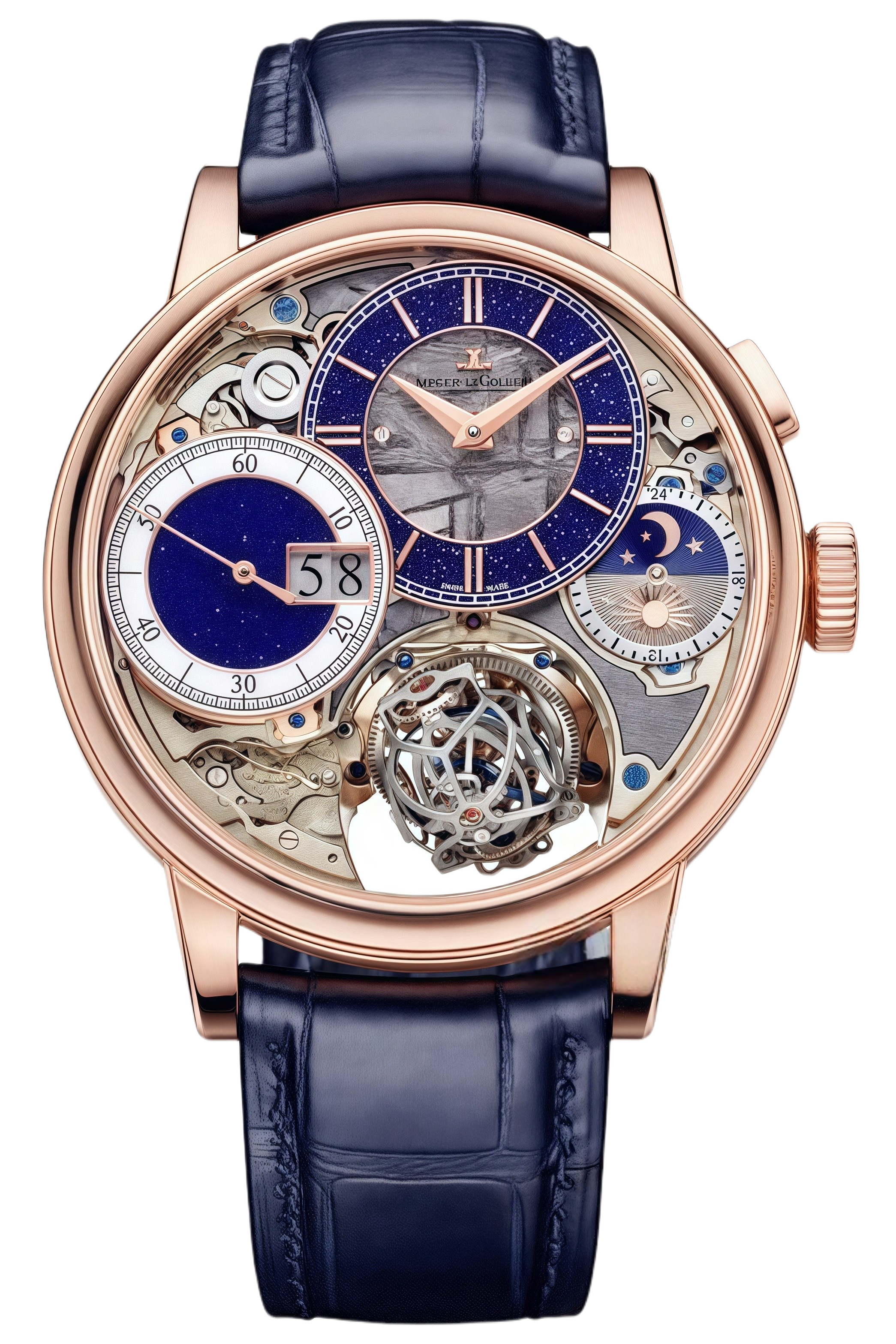 Jaeger-LeCoultre Hybris Mechanical Ref. 5032441 Super Clone Watch – Blue Dial Rose Gold Tourbillon Fake Replica
