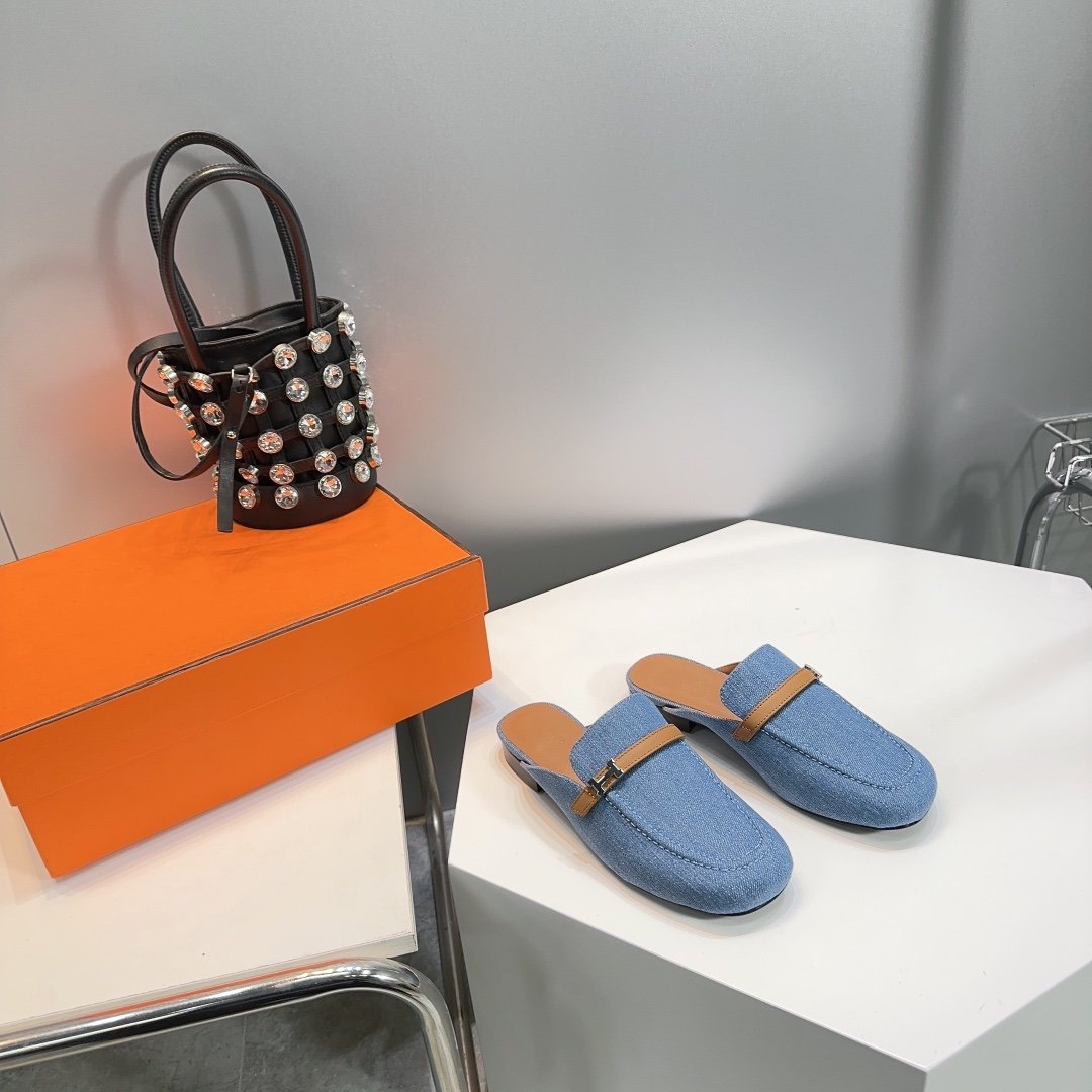 Lena Mule Blue Denim、mysite、Cacoeks