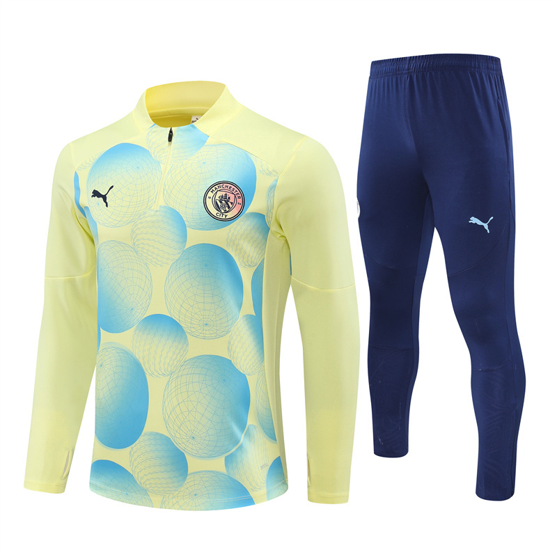 JerseysGala.com | Manchester City 24-25 Long Sleeve Training Set - Yellow Camouflage -Customize Name, Number and Patch | Worldwide Shipping