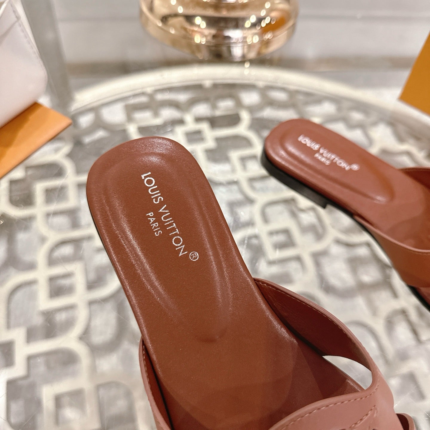 ISOLA FLAT SLIDE IN PENNY BROWN CALFSKIN、mysite、Cacoeks