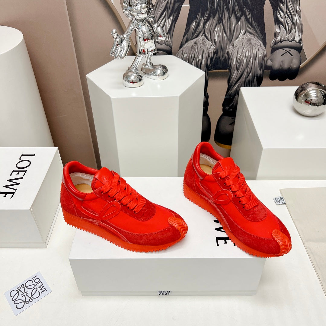 FLOW RUNNER SNEAKER IN RUBY RED SUEDE AND SHEEPSKIN、mysite、Cacoeks