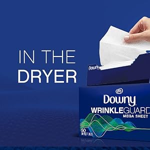 in the dryer, downy wrinkleguard dryer sheets, downy wrinkle guard wrinkle protect