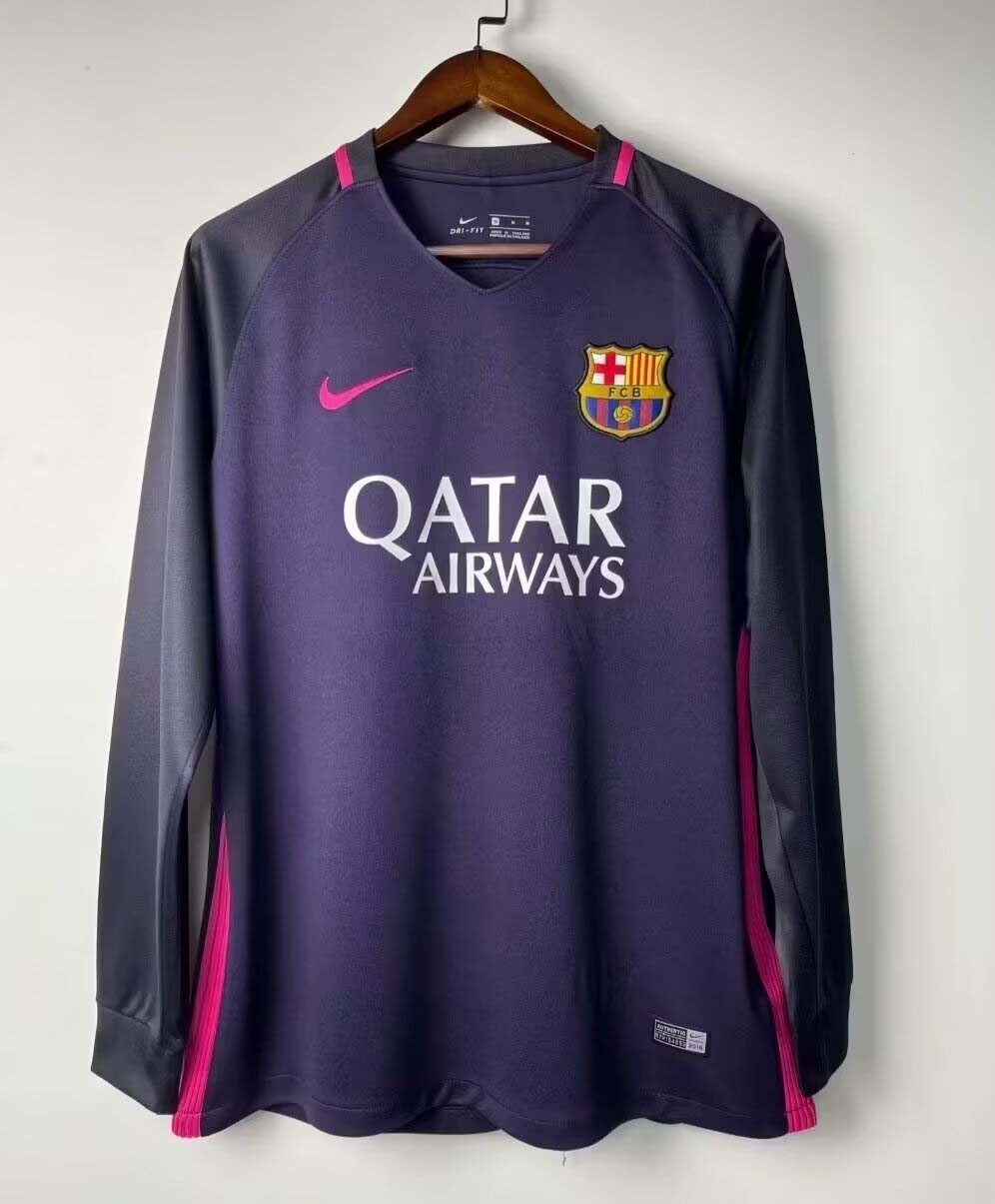 2016/2017 Retro Long Sleeve Barcelona Away Football Shirt 1:1 Thai Quality:football jersey mysite: unitedjerseyfootball 邓江浪:football