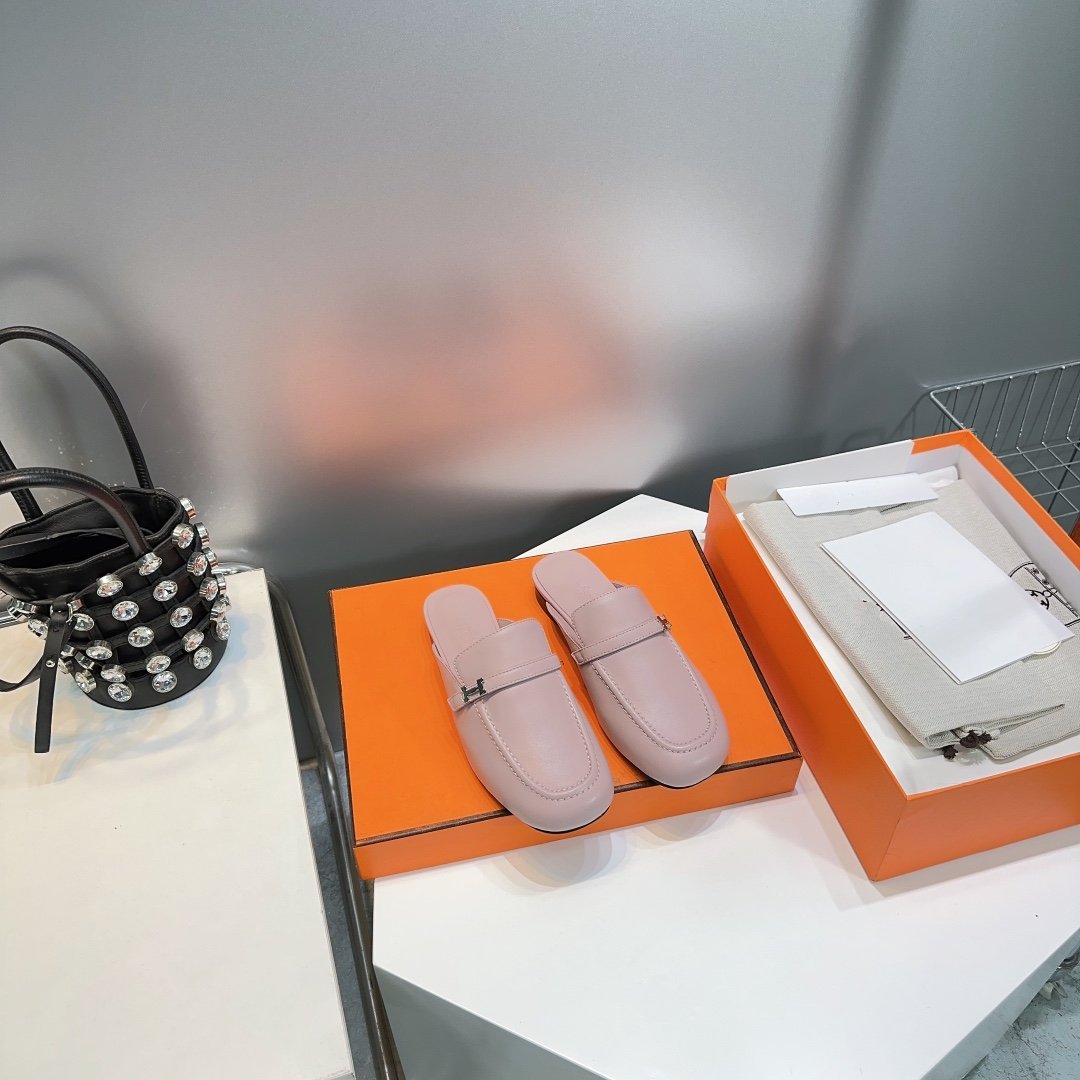 Lena Mule Pastel Pink Leather、mysite、Cacoeks