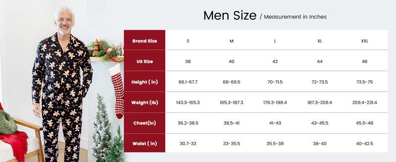 PatPat Christmas Pajamas Soft & Stretchy Family Matching  Long Sleeve Sets Gingerbread Patterned Sleepwear for Women Men Couples Adult Kids,Cute Pajama,Cozy Pajamas ,Flame Resistant,autumntok,wintertok,BFCM Early Bird