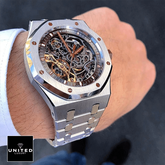 Audemars Piguet Royal Oak Skeleton Dial Replica on the wristh