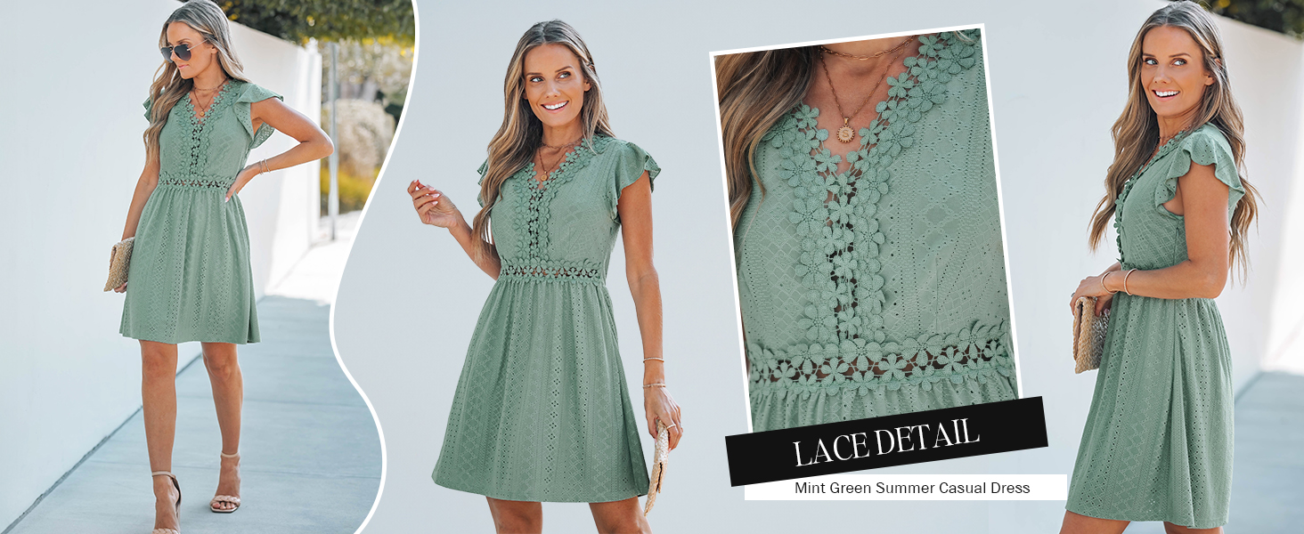 mint green lace mini summer dress