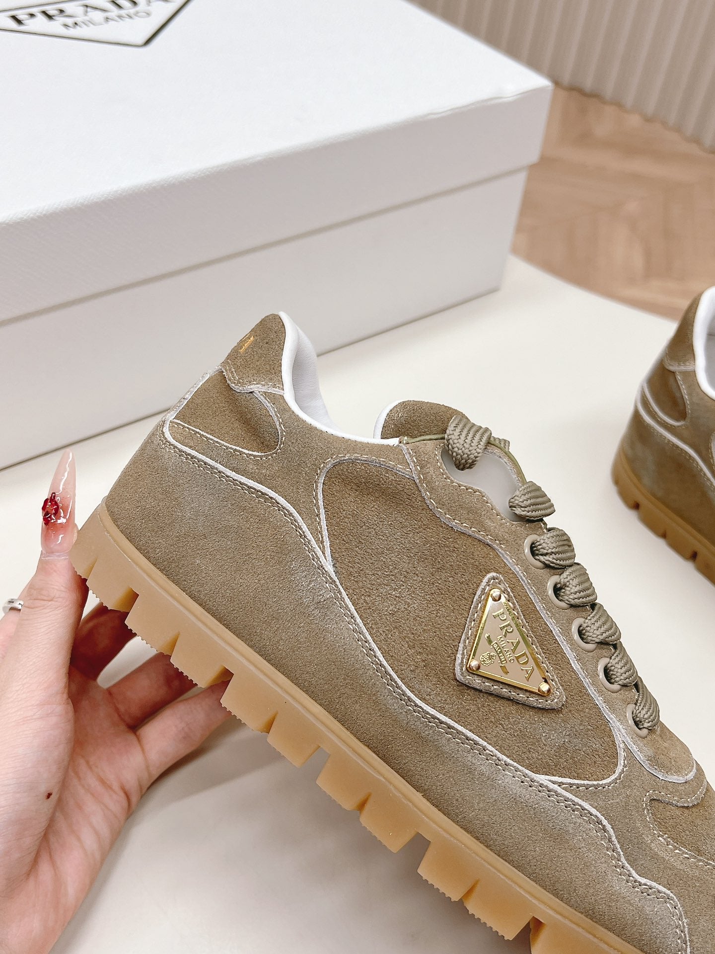 PRA FADED SUEDE SNEAKERS CARAMEL AND WHITE、mysite、Cacoeks