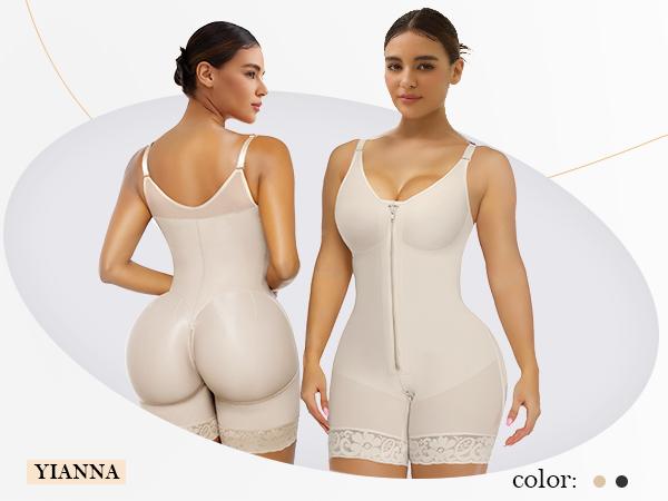 Women��s YIANNA Fajas Colombianas shapewear  Tummy Control Butt Lifter Shaper with Zipper Crotch detachable shoulder strap