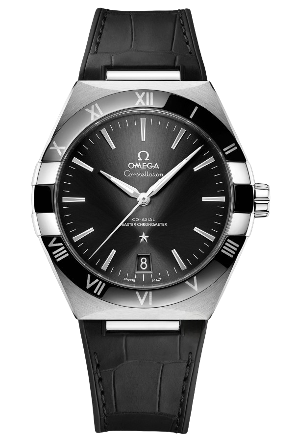 Omega Constellation Ref. 131.33.41.21.01.001 Super Clone Watch – Black Dial Leather Strap Fake Replica