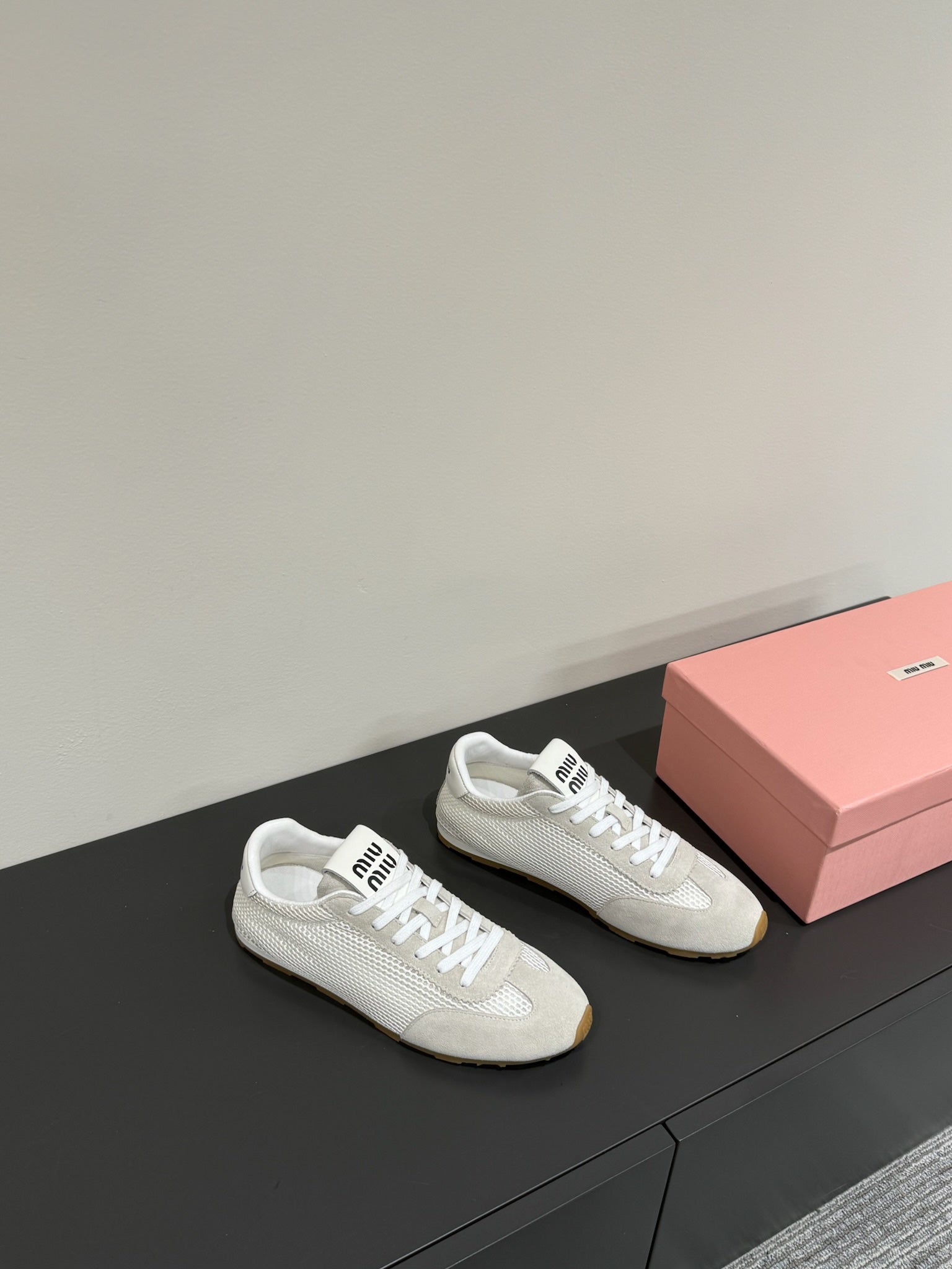 RETRO SNEAKERS IN BEIGE MESH AND SUEDE、mysite、Cacoeks