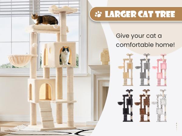 SHA CERLIN 81in/63in Multi-Level Tall Cat Tree Tower with Hammock & Sisal Scratching Posts Larger Cat Condo Furniture for Multi-Cat Play & Rest #ChristmasGifts#TikTokShopBlackFriday