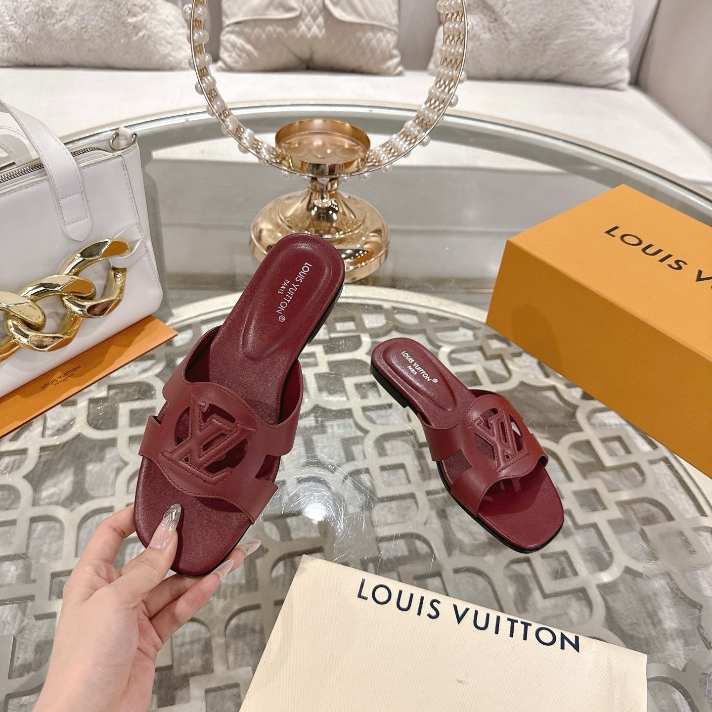 ISOLA FLAT SLIDE IN JAM RED CALFSKIN、mysite、Cacoeks