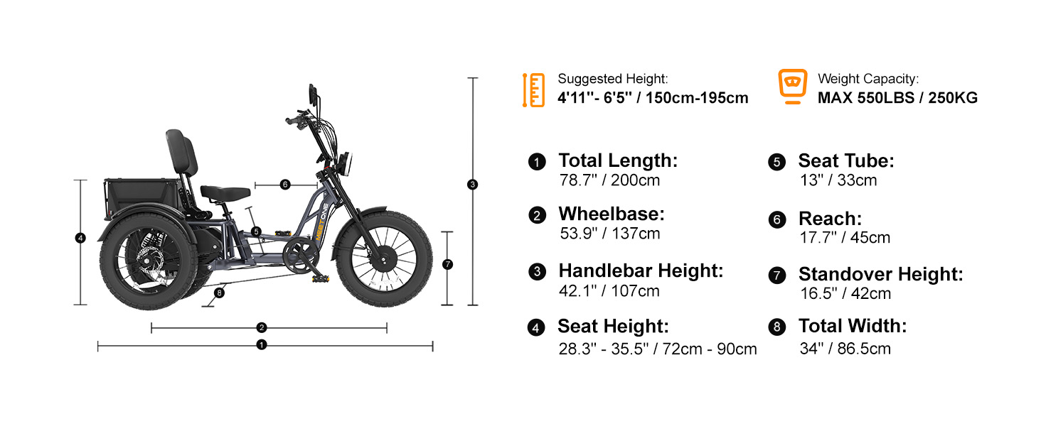 Meetone Tour electric trike Specification