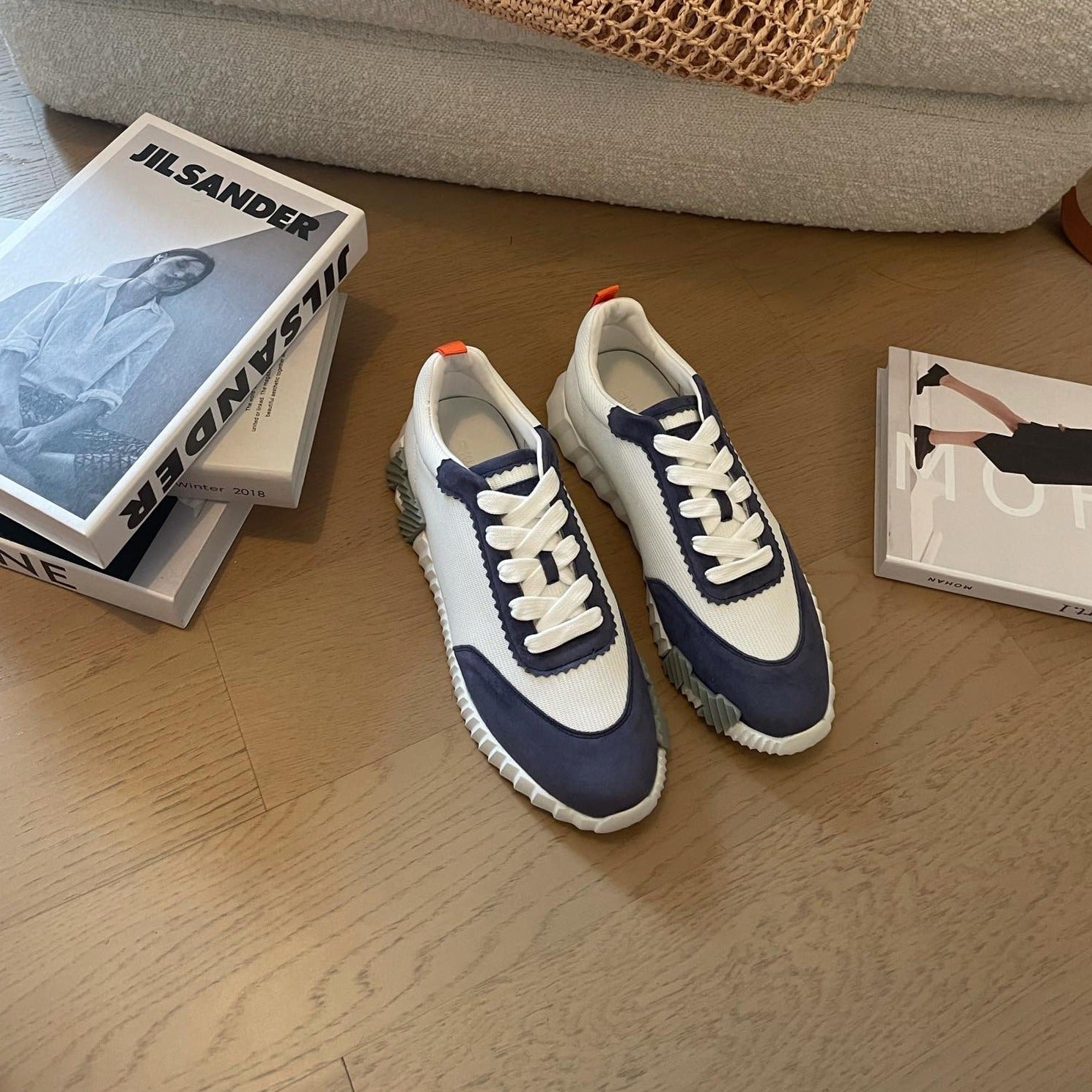 BOUNCING SNEAKERS LIGHT GRAY MIX NAVY CALFSKIN、mysite、Cacoeks