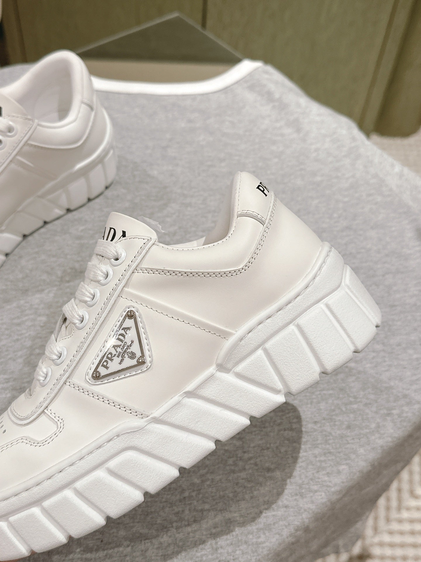 PRA FLATFORM SNEAKERS WHITE CALFSKIN、mysite、Cacoeks