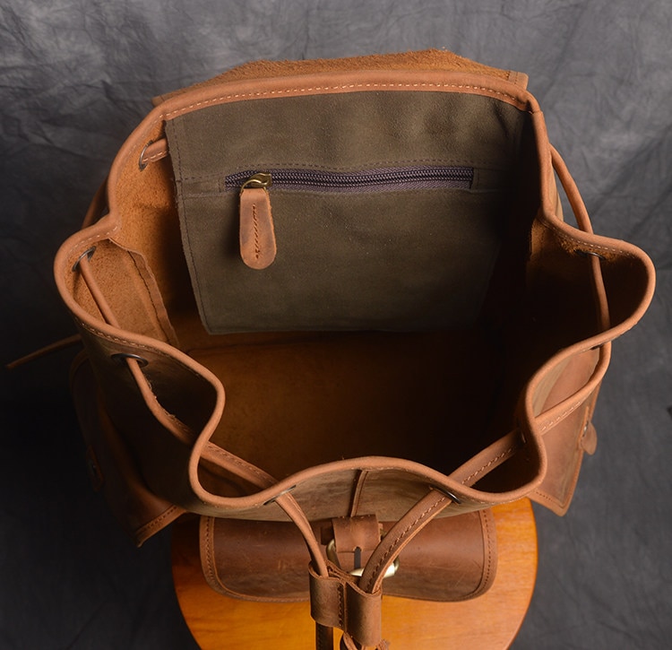 Large Capacity of Woosir Women Men Genuine Leather Vintage Backpack