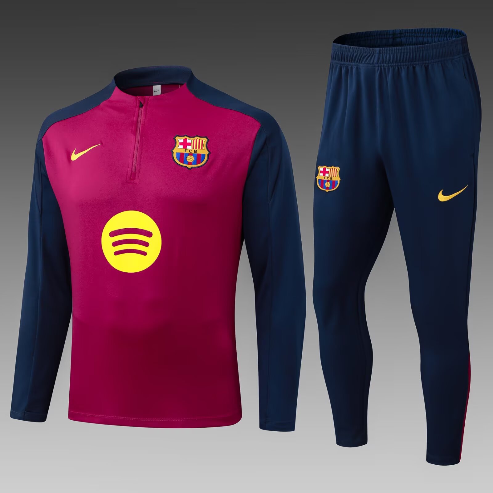 2025/2026 Barcelona Half-Pull Training Suit Brown Red Jersey Set:football jersey mysite: unitedjerseyfootball 邓江浪:football