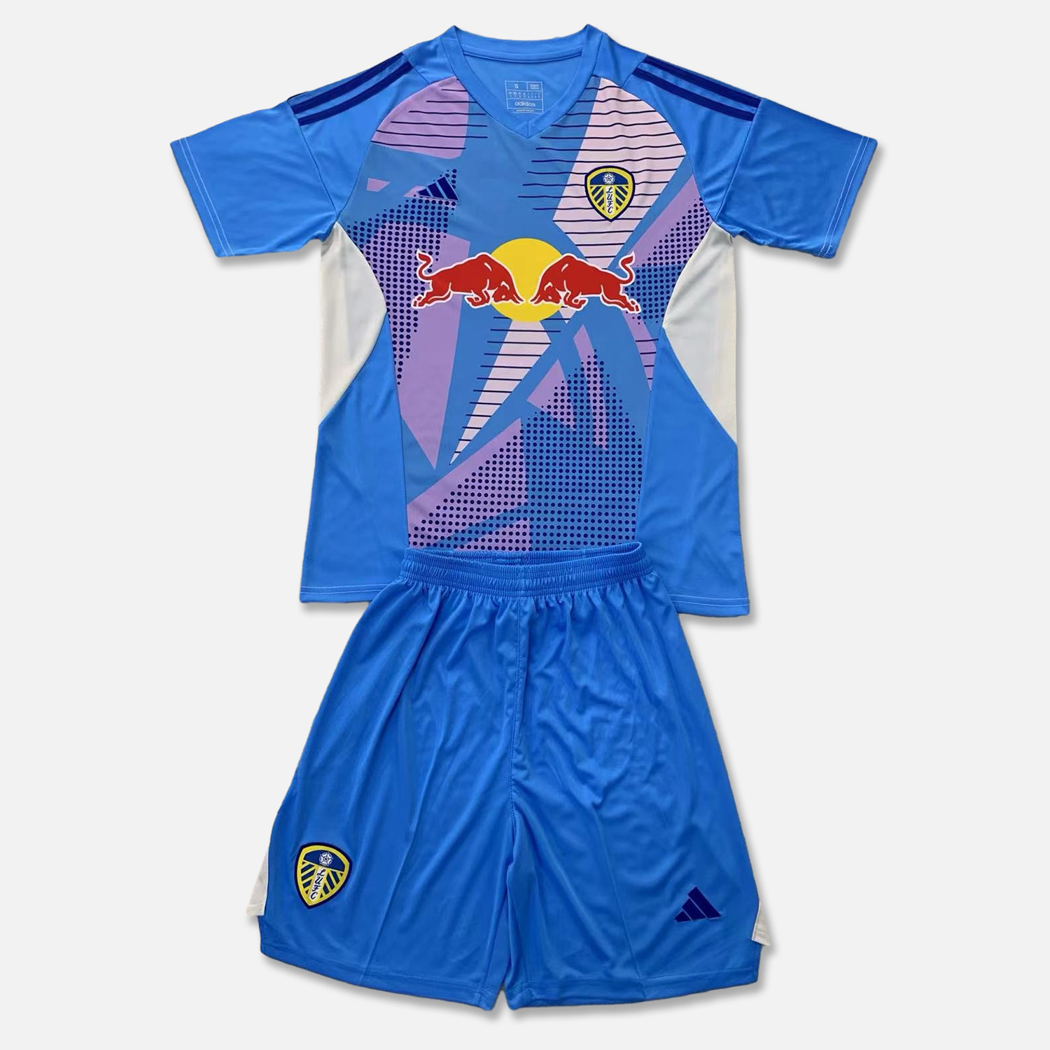 SIUjerseys-Leeds United 24-25 Lake Blue Goalkeeper Men's Adult Jersey Set - Fans Version