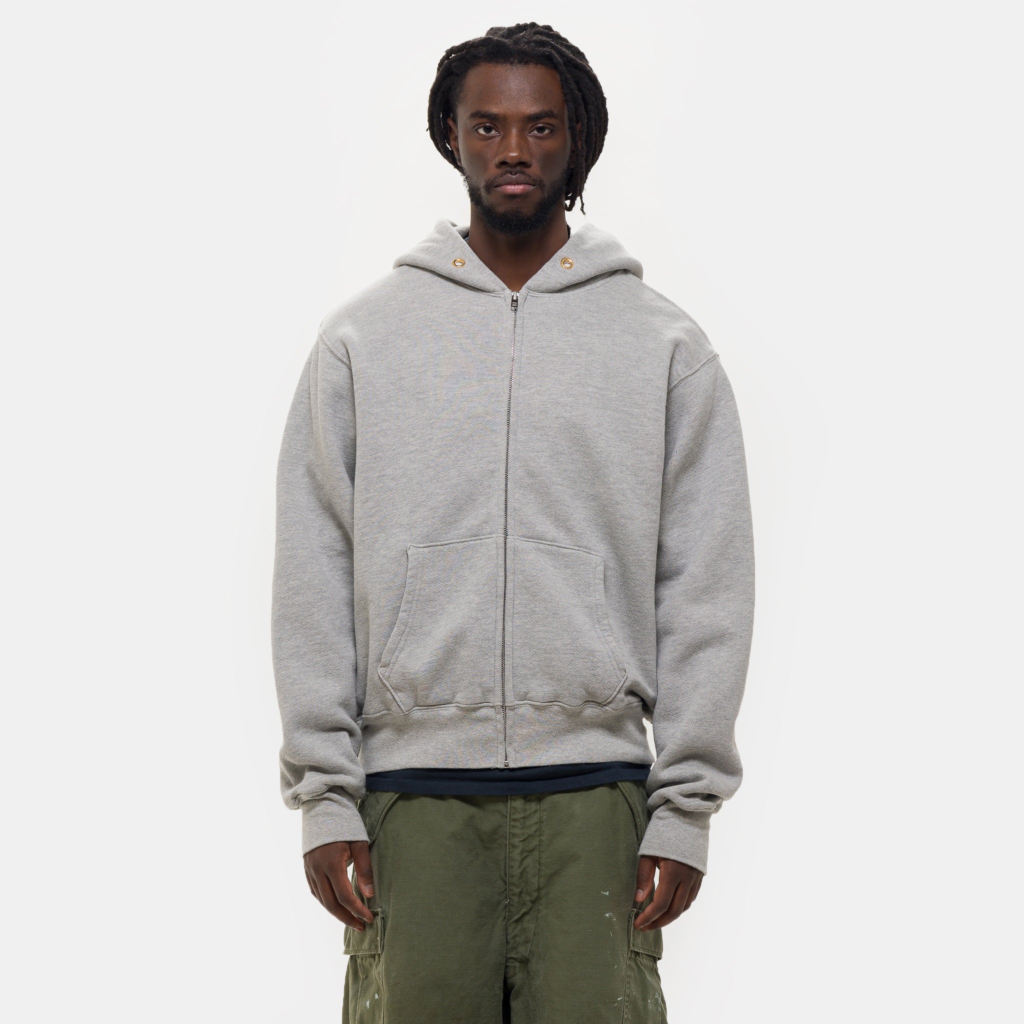 Heavyweight Zip Hoodie in Heather Grey