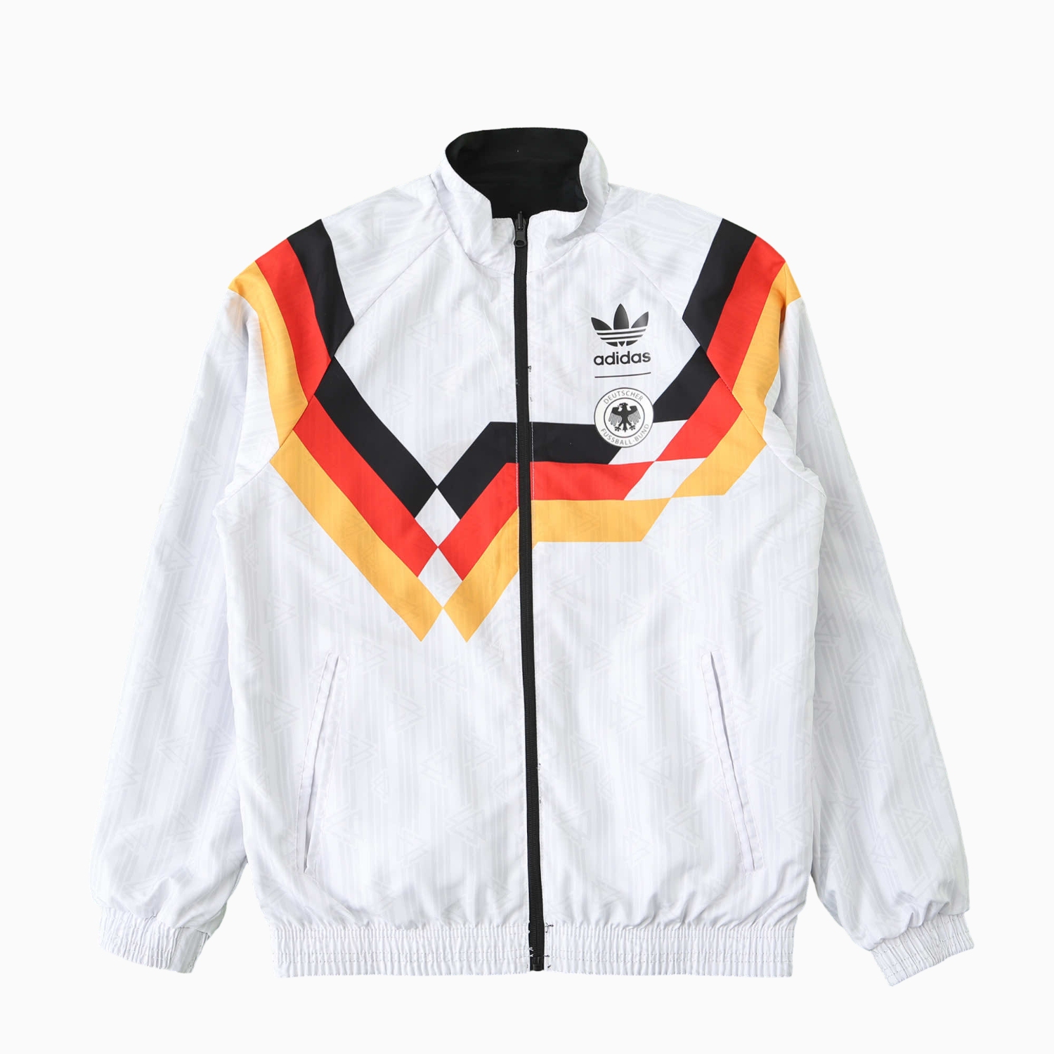 Funinjersey-Retro Germany 1990 Double Sided Reversible Windbreaker - White & Black