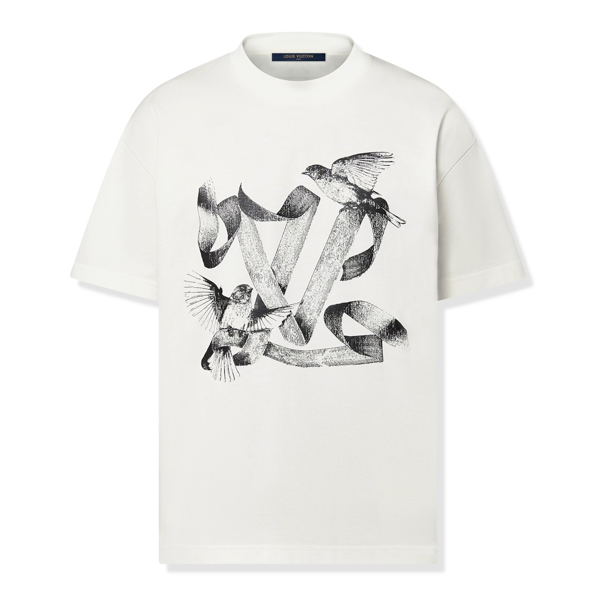Louis Vuitton LV Birds Printed Cotton T Shirt White、mysite、Cacoeks
