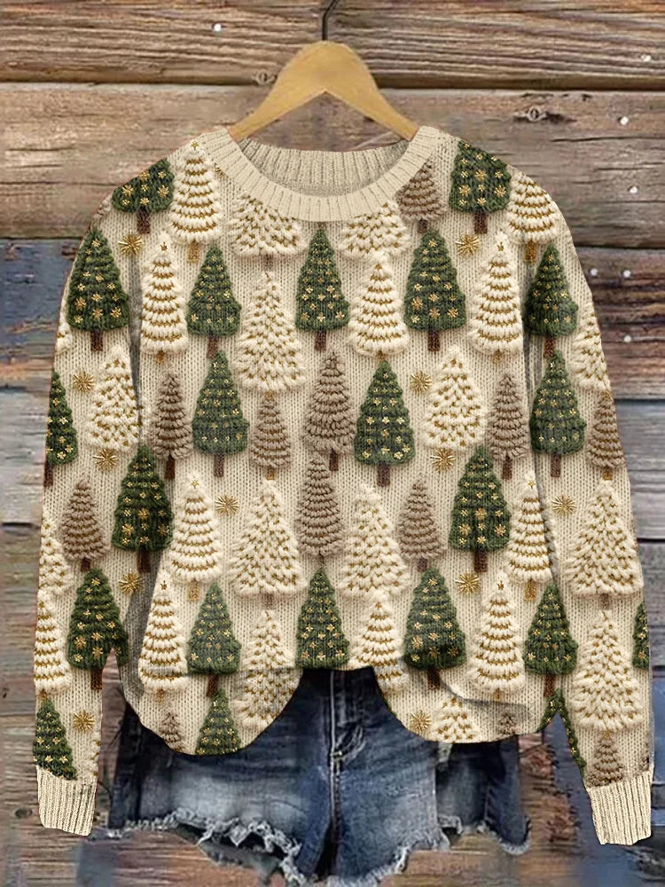 Warm Sweater with Christmas Trees