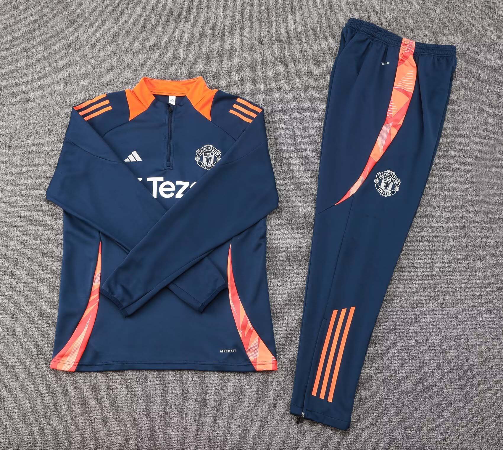 2024/2025 Manchester United Half-Pull Training Suit Royal blue Football Shirt 1:1 Thai Quality Set:football jersey mysite: unitedjerseyfootball 邓江浪:football