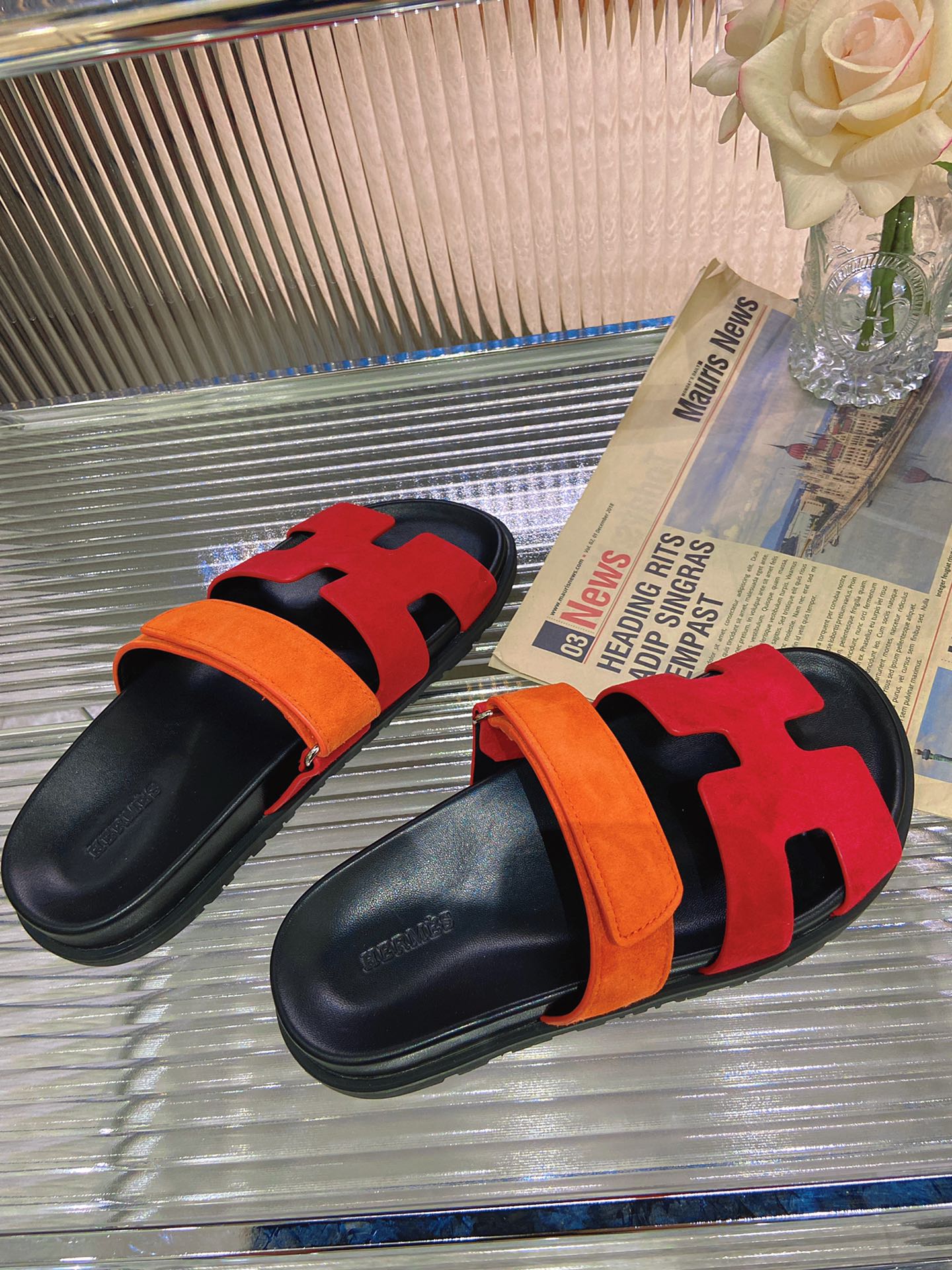CHYPRE SANDAL RED MIX ORANGE SUEDE、mysite、Cacoeks