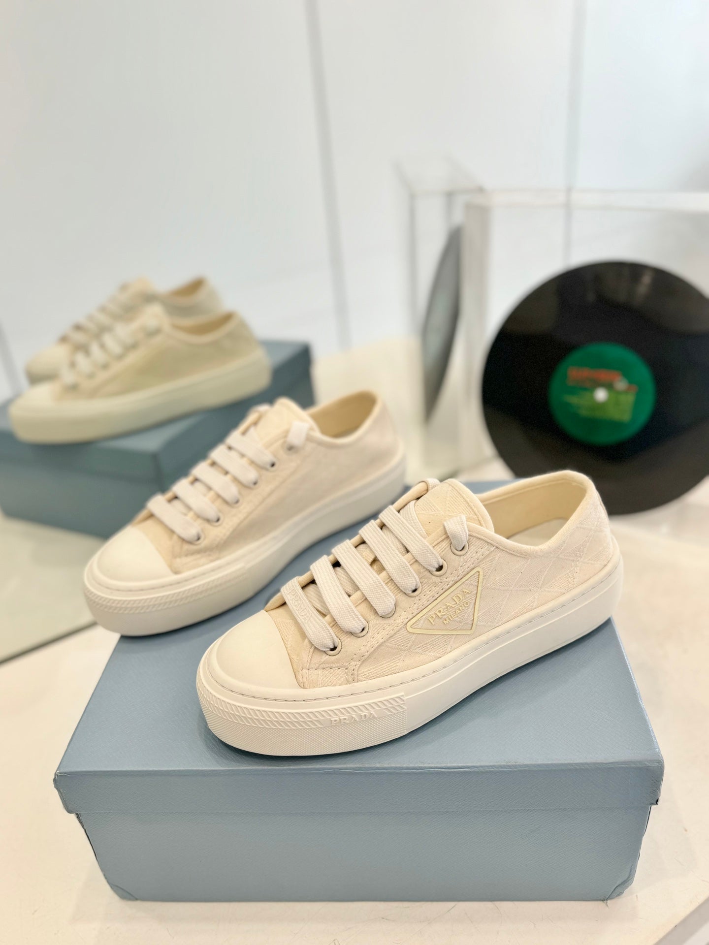 PRA PRINTED COTTON SNEAKERS BEIGE CANVAS、mysite、Cacoeks