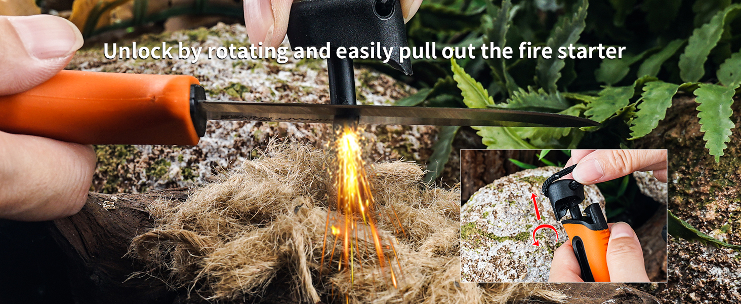 survival knife with fire starter