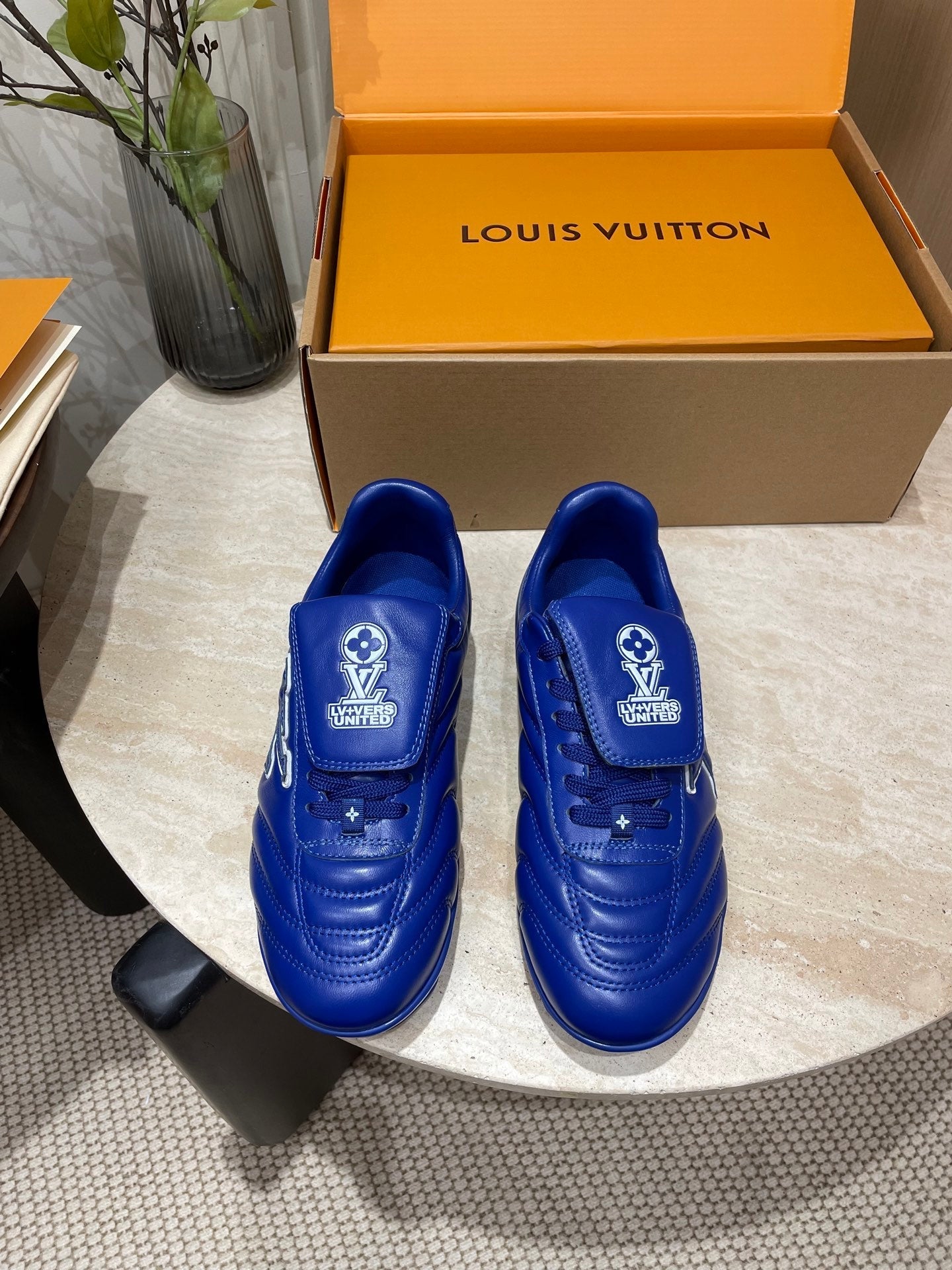 FOOTPRINT SOCCER SNEAKER IN COBALT BLUE CALFSKIN、mysite、Cacoeks