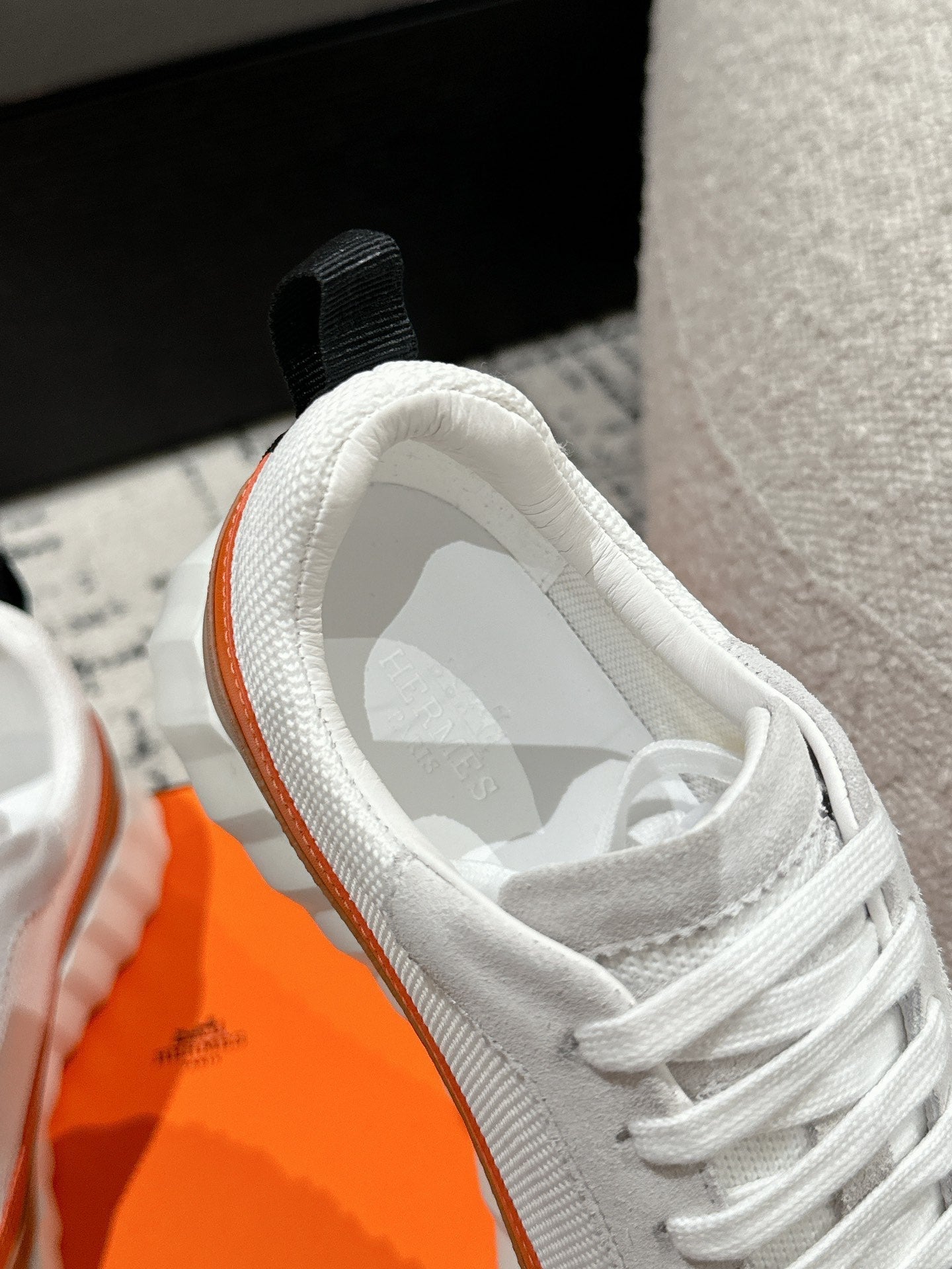 BOUNCING SNEAKER IN BRONZE BROWN CALFSKIN AND WHITE FABRIC、mysite、Cacoeks